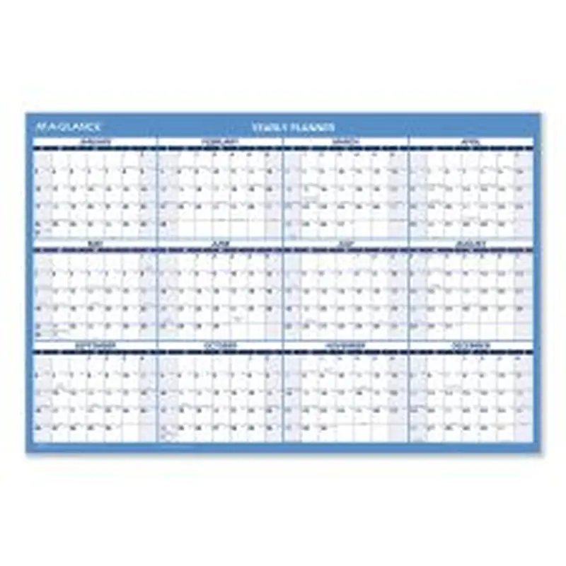 AT-A-GLANCE Horizontal Reversible/Erasable Wall Planner, 36 x 24, White/Blue Sheets, 12-Month (Jan to Dec): 2026