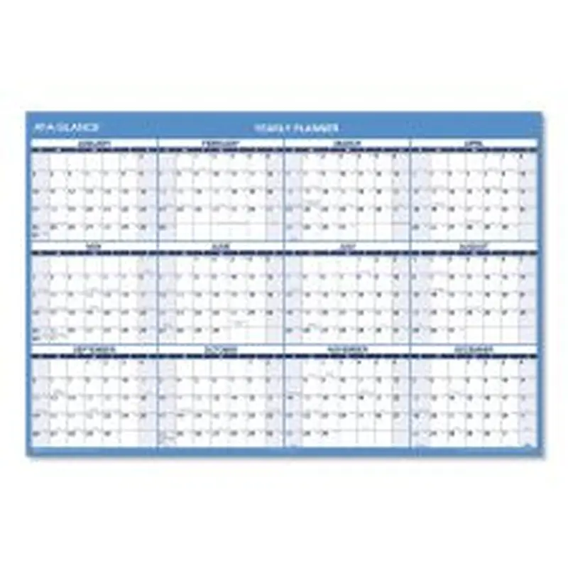 AT-A-GLANCE Horizontal Reversible/Erasable Wall Planner, 48 x 32, White/Blue Sheets, 12-Month (Jan to Dec): 2026