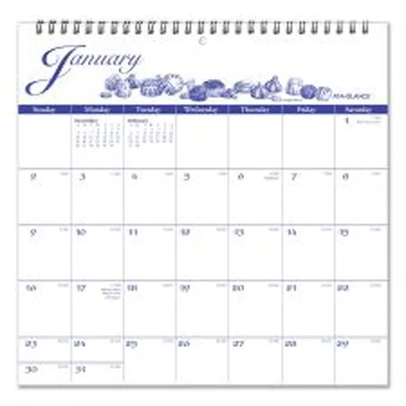 AT-A-GLANCE Illustrator's Edition Wall Calendar, Victorian Illustrations Artwork, 12 x 12, White/Blue Sheets, 12-Month (Jan to Dec): 2026