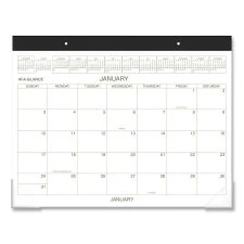 AT-A-GLANCE Two-Color Desk Pad, 21.75 x 17, White Sheets, Black Binding, Clear Corners, 12-Month (Jan to Dec): 2026
