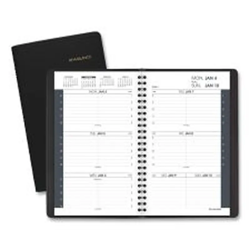 AT-A-GLANCE Weekly Block Format Appointment Book Ruled for Hourly Appointments, 8 x 5, Black Cover, 12-Month (Jan to Dec): 2026