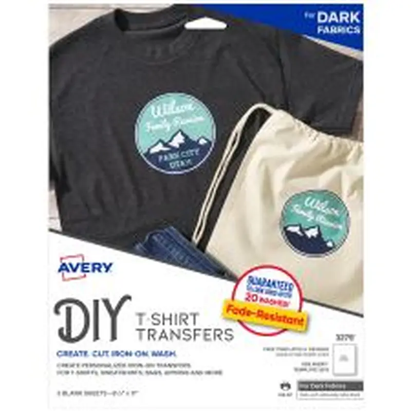 Avery T-Shirt Transfers, Dark, 3279, Pack Of 5