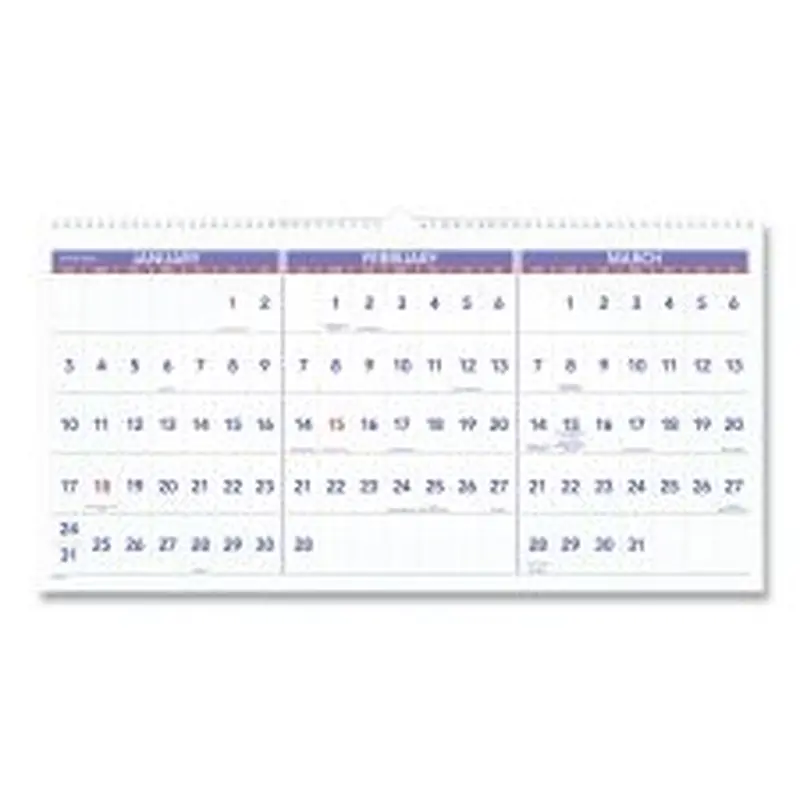 AT-A-GLANCE Deluxe Three-Month Reference Wall Calendar, Horizontal Orientation, 24 x 12, White Sheets, 15-Month: Dec 2025 to Feb 2027