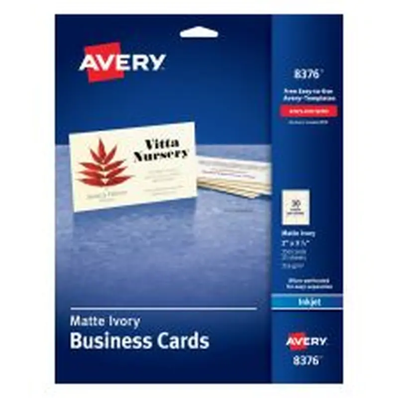Avery Printable Business Cards With Sure Feed Technology For Inkjet Printers, 2" x 3.5", Ivory, 250 Blank Cards