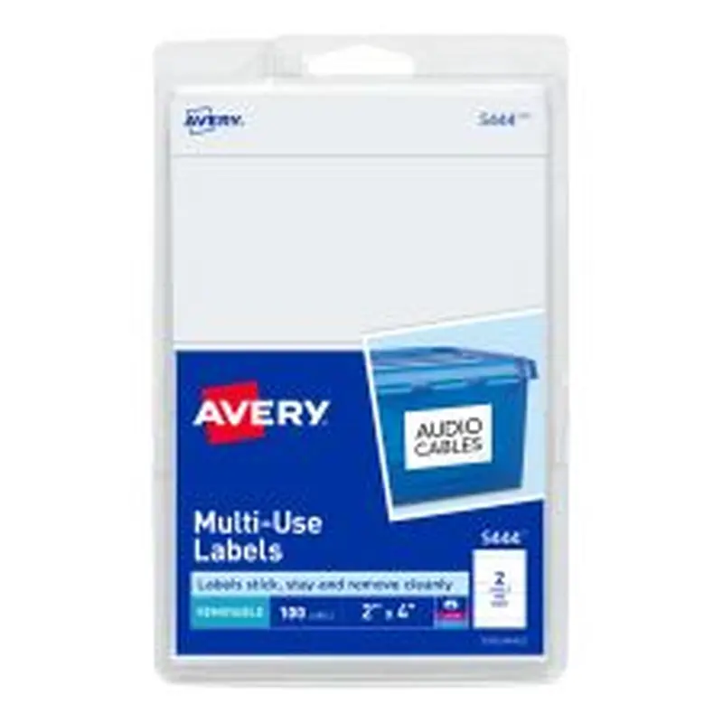 Avery Removable Labels, 5444, Rectangle, 2" x 4", White, Pack Of 100