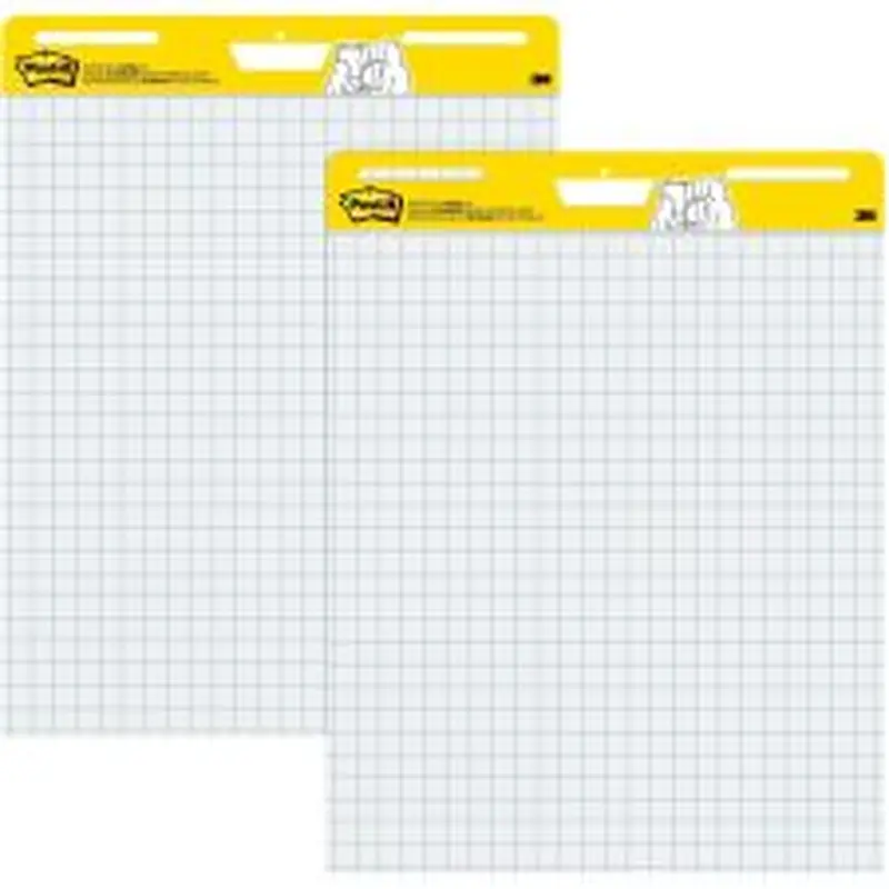 Post-it Super Sticky Easel Pads, 25 in x 30 in, 2 Pads, 30 Sheets/Pad, Grid Lined, Great for Virtual Teachers and Students, White