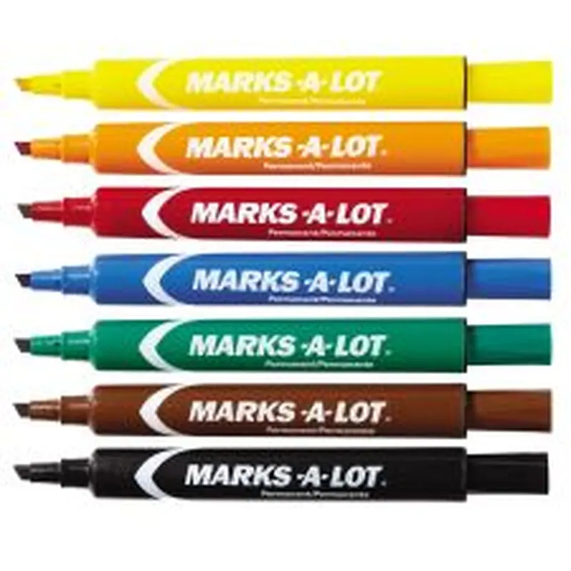 Avery Marks-A-Lot Large Desk-Style Permanent Markers, Chisel Point, Assorted Colors, Set Of 12