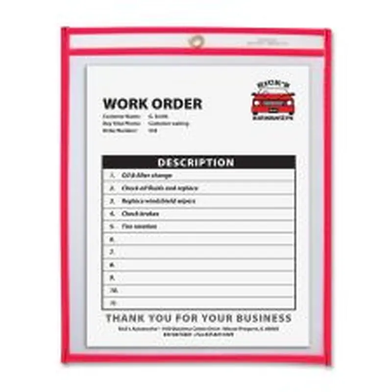 C-Line Neon Color Stitched Shop Ticket Holder, 9" x 12", Neon Red
