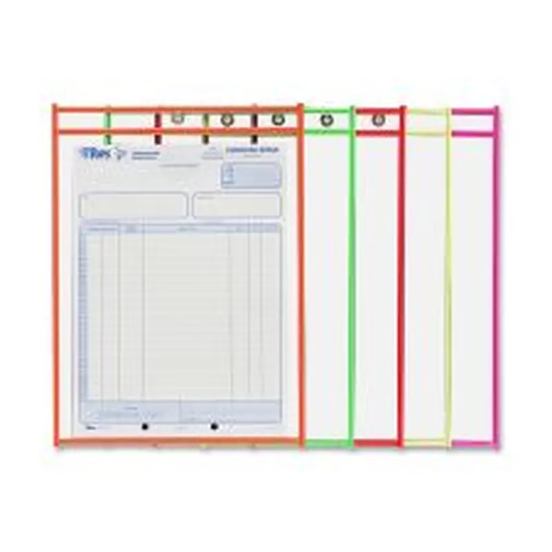 C-Line Neon Color Stitched Shop Ticket Holders, 9" x 12", Assorted Colors, Box Of 25