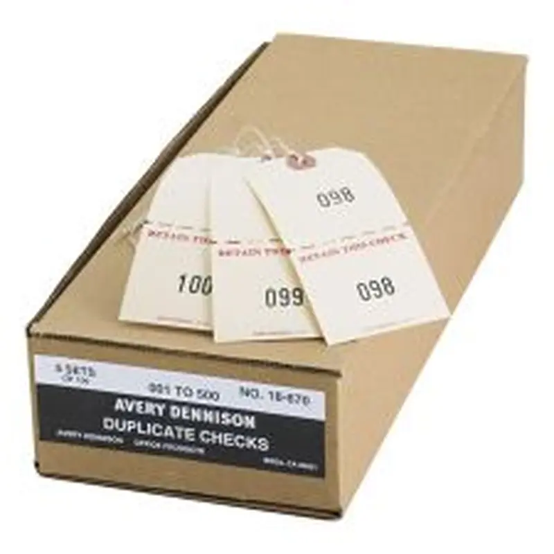 Avery Duplicate Auto Park Tags, Strung, 4 3/4" x 2 3/8", Manila, Box Of 500