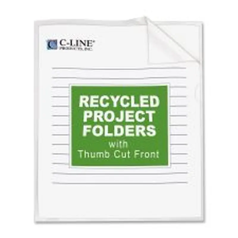 C-Line Project Folders, Letter Size (8 1/2" x 11"), 70% Recycled, Clear, Box Of 25