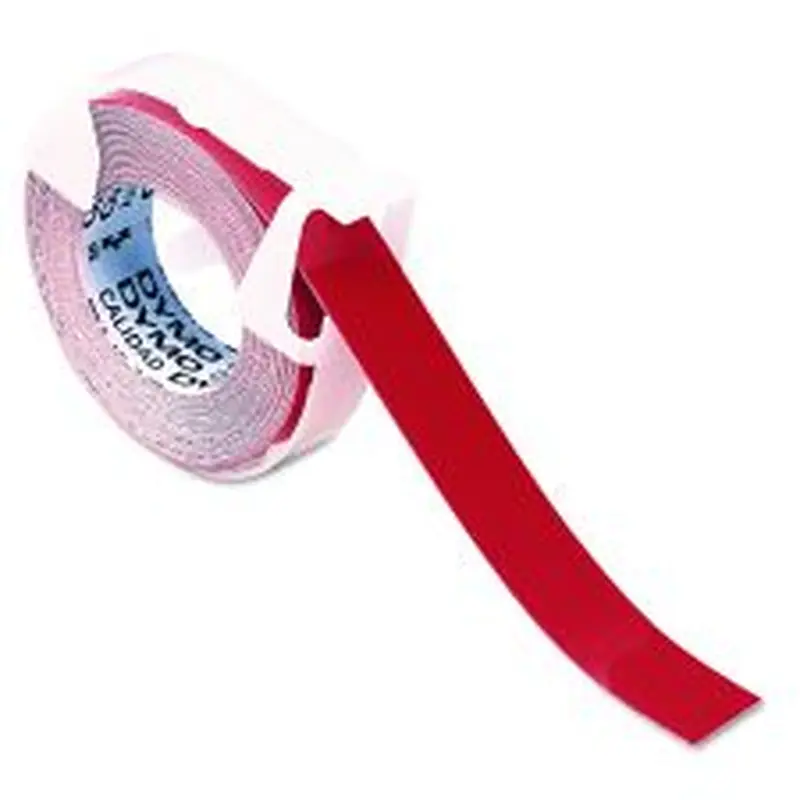 DYMO Self-Adhesive Glossy Labeling Tape for Embossers, 0.37" x 12 ft Roll, Red