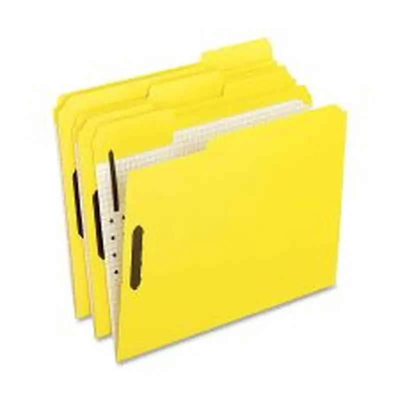 Oxford 1/3-Cut Color Fasteners Folders, Letter Size, Yellow, Box Of 50