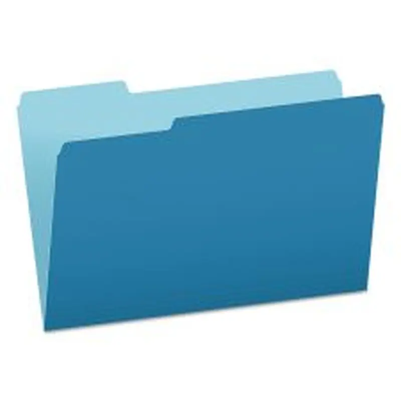 Pendaflex Colored File Folders, 1/3-Cut Tabs: Assorted, Legal Size, Blue/Light Blue, 100/Box