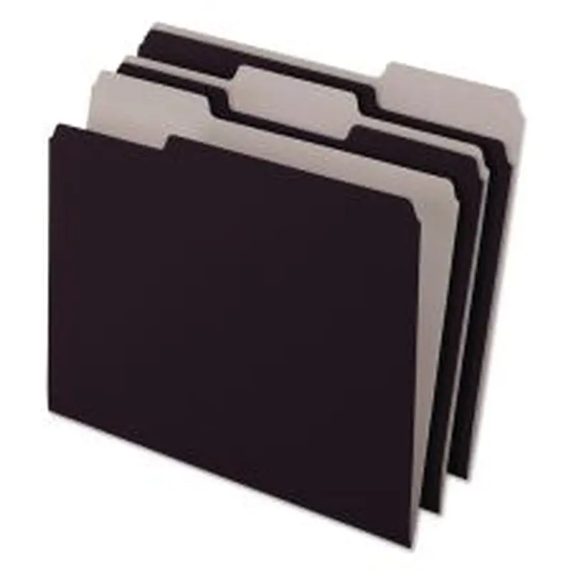 Pendaflex Interior File Folders, 1/3-Cut Tabs: Assorted, Letter Size, Black/Gray, 100/Box