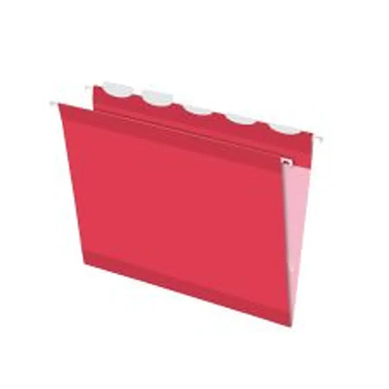 Pendaflex Ready-Tab Reinforced Hanging Folders, With Lift Tab Technology, 1/5 Cut, Letter Size, Red, Pack Of 25