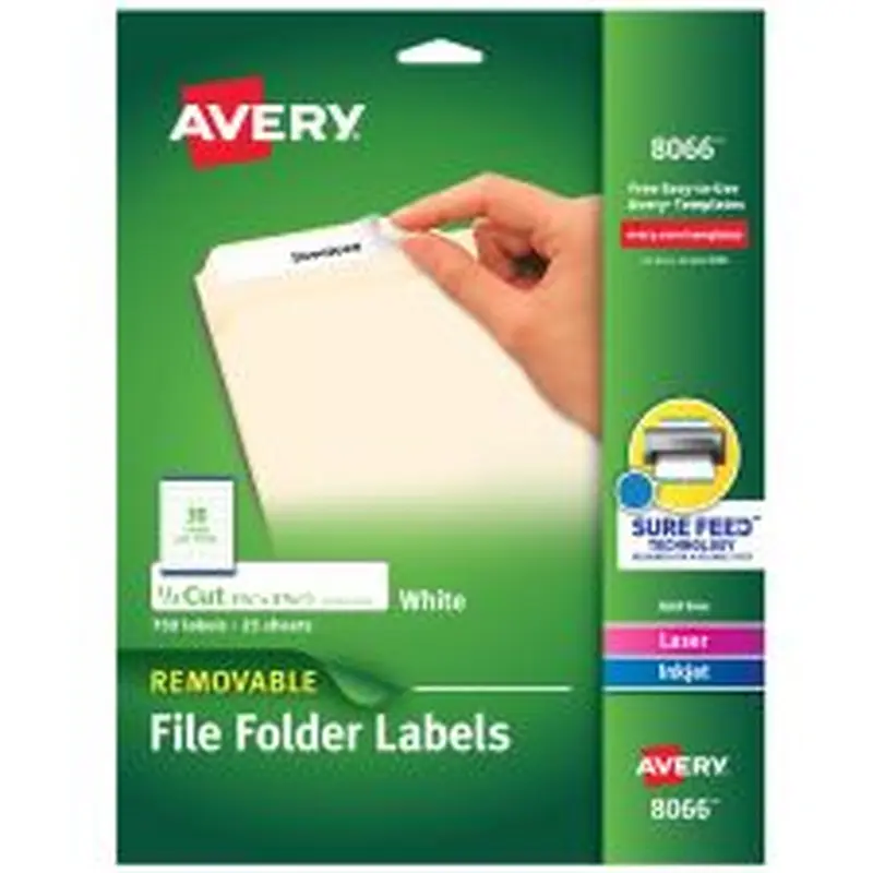 Avery Removable File Folder Labels, 2/3" x 3-7/16" , 750 Labels (8066)