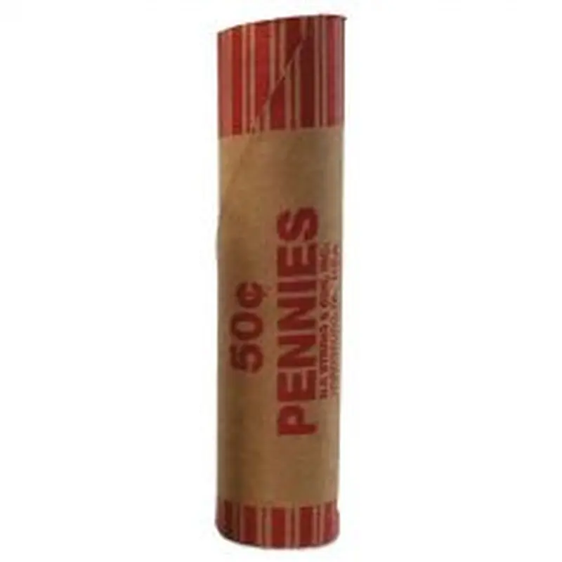 Iconex Preformed Tubular Coin Wrappers, Pennies, $0.50, 1,000 Wrappers/Box