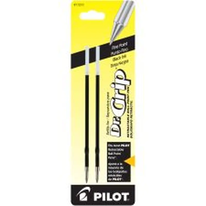 Pilot Ballpoint Pen Refills, For Dr. Grip Retractable Pens, Fine Point, 0.7 mm, Black Ink, Pack Of 2