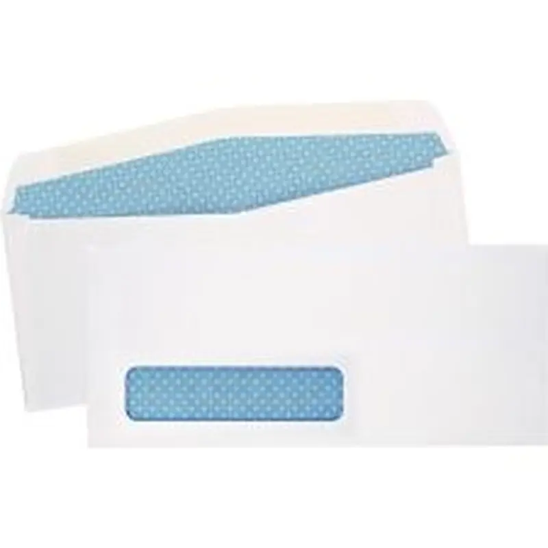 Quality Park #10 Security Single Window Envelopes, Bottom Left, Gummed Seal, White, Box Of 500