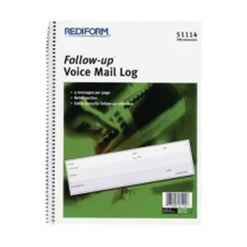 Rediform Follow-Up Voice Mail Log Book, 8" x 10 5/8", 500 Sheets, 50% Recycled, Blue