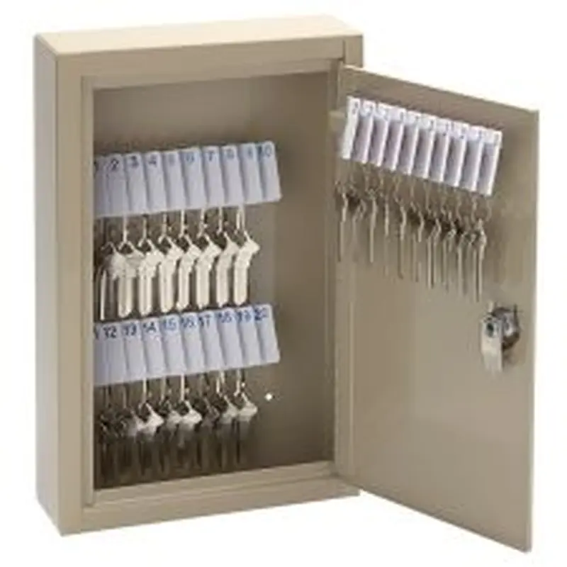 High-Security Locking 30-Key Cabinet, 12 11/16"H x 8 1/8"W x 2 1/2"D, Sand
