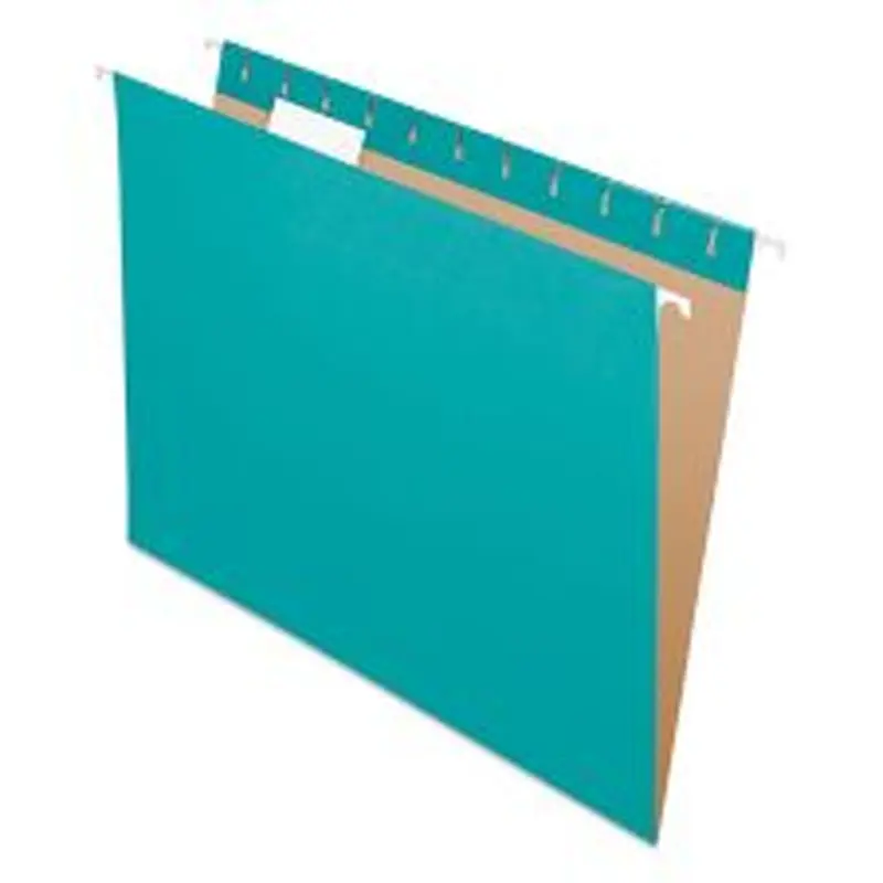 Pendaflex Colored Hanging Folders, Letter Size, 1/5-Cut Tabs, Aqua, 25/Box