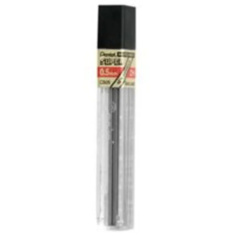 Pentel Super Hi-Polymer Leads, 0.5 mm, 2H, Hard, 12 Leads Per Tube