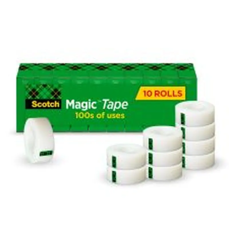Scotch Magic Tape, Invisible, 10 Tape Rolls, 3/4 in x 1000 in, Home Office Supplies and School Supplies for College and Classrooms