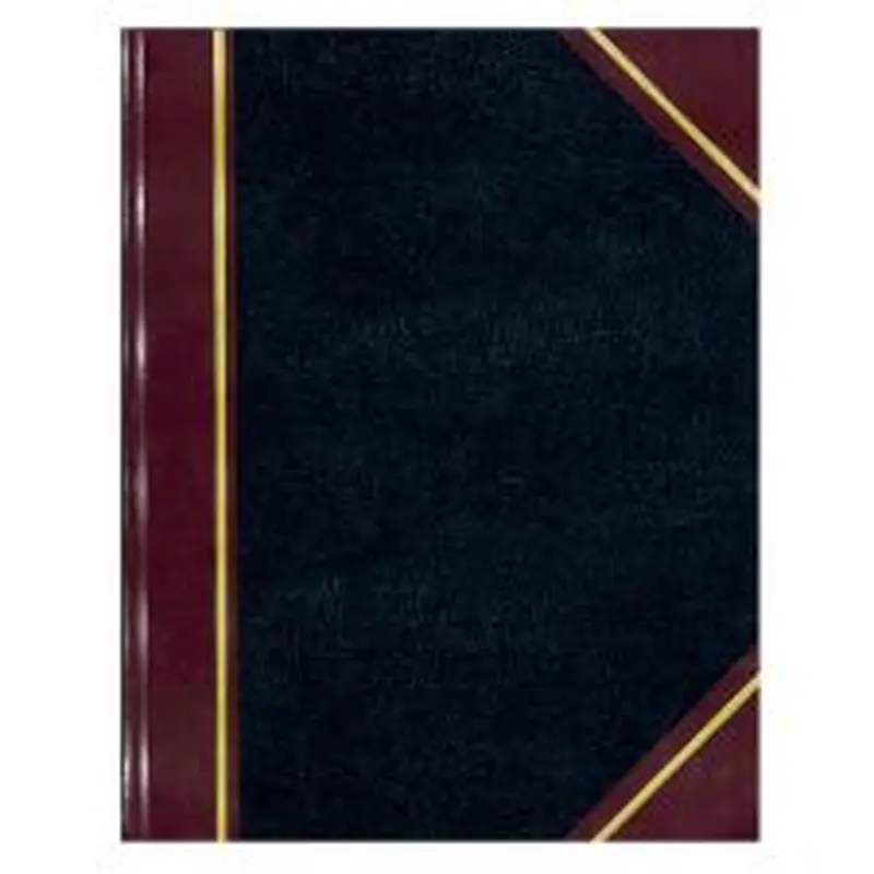 National Brand 50% Recycled Black Texhide Record Book With Margin, 8 3/8" x 10 3/8", 300 Pages