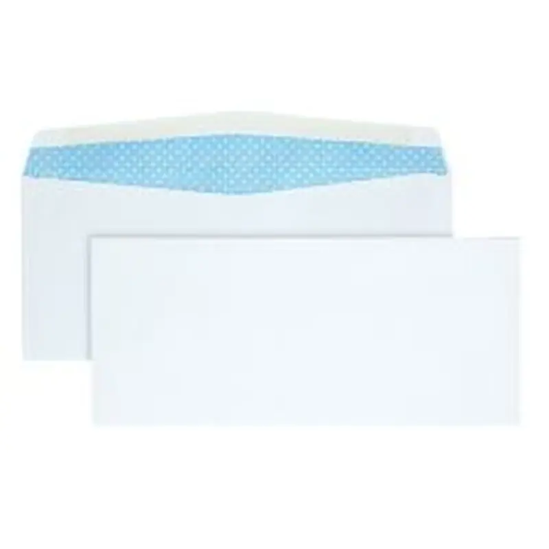 Quality Park #10 Business Envelopes, Security, Gummed Seal, White, Box Of 500