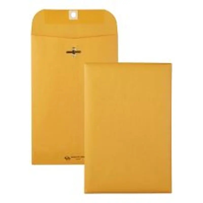 Quality Park Gummed Kraft Clasp Envelopes - Clasp - #55 - 6" Width x 9" Length - 28 lb - Gummed - Kraft - 100 / Box - Kraft