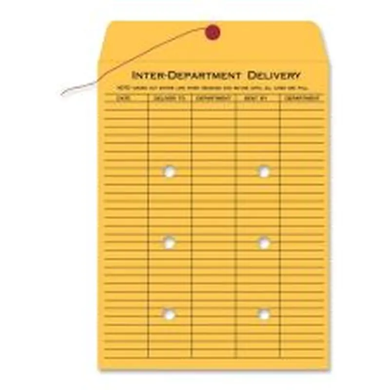 Quality Park Inter-Department Envelopes, 10" x 15", Button & String, 20% Recycled, Brown, Pack Of 100