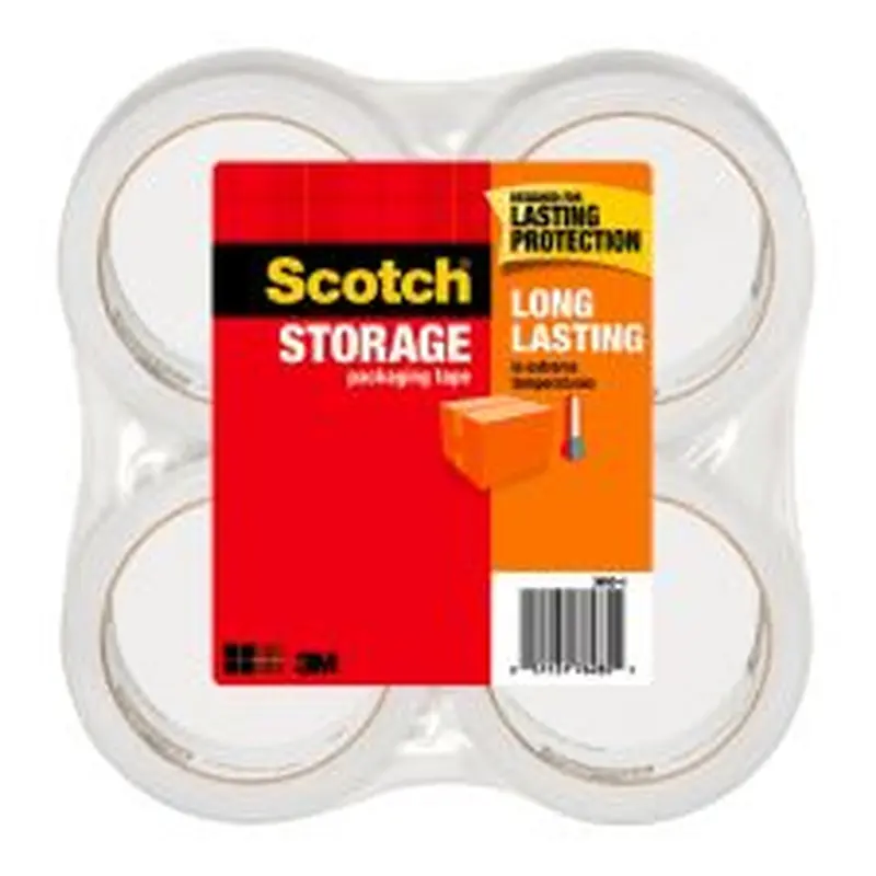 Scotch Long Lasting Storage Packing Tape, 4 Tape Rolls, 1 7/8 in x 54.6 yd, 3" Core, Storage Tape Seals Moving Boxes, Clear