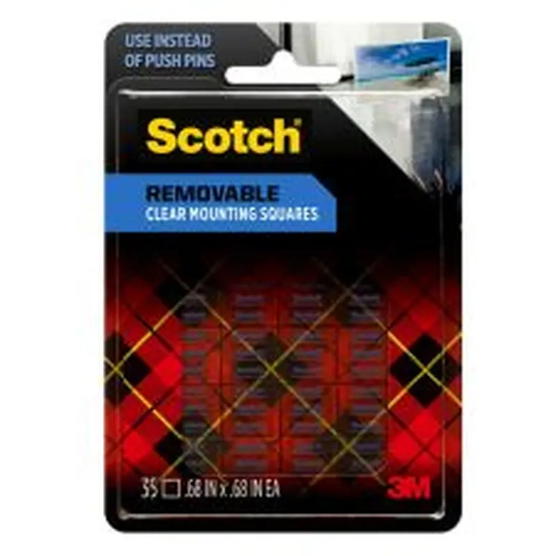 Scotch Removable Wall Mounting Tabs, 11/16" x 11/16", Clear, Box Of 35