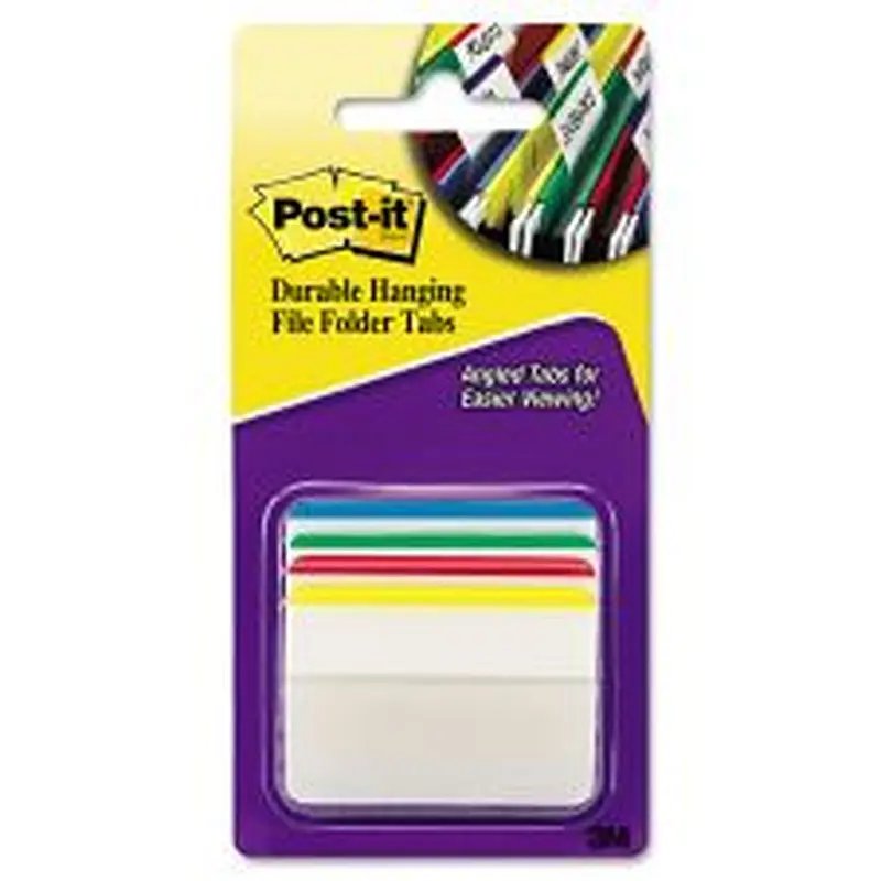 Post-it Tabs 2" Angled Tabs, Lined, 1/5-Cut, Assorted Primary Colors, 2" Wide, 24/Pack