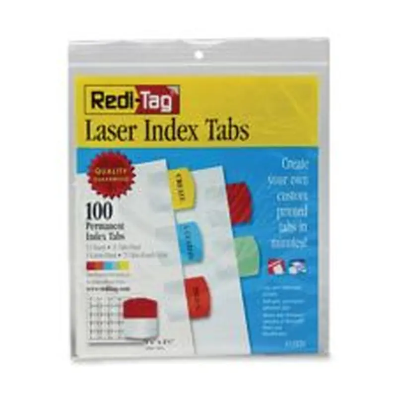 Redi-Tag Laser Index Tabs, 1 1/8" x 1 1/4", Assorted, Pack Of 100