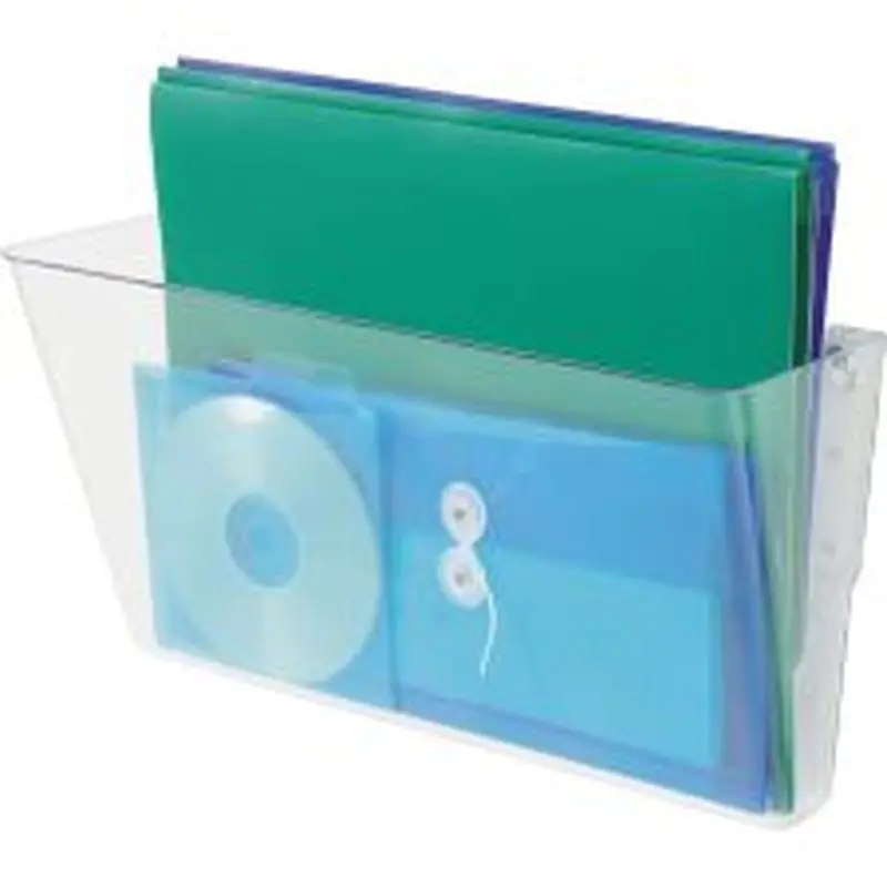 deflecto Single Unit Stackable DocuPockets, 1 Compartment(s), 7"H x 16.3"W x 4"D, Wall Mountable, Clear, 1Each