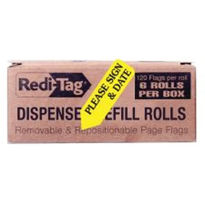 Redi-Tag Preprinted Signature Flags Refill, PLEASE SIGN & DATE, Yellow, Box Of 6