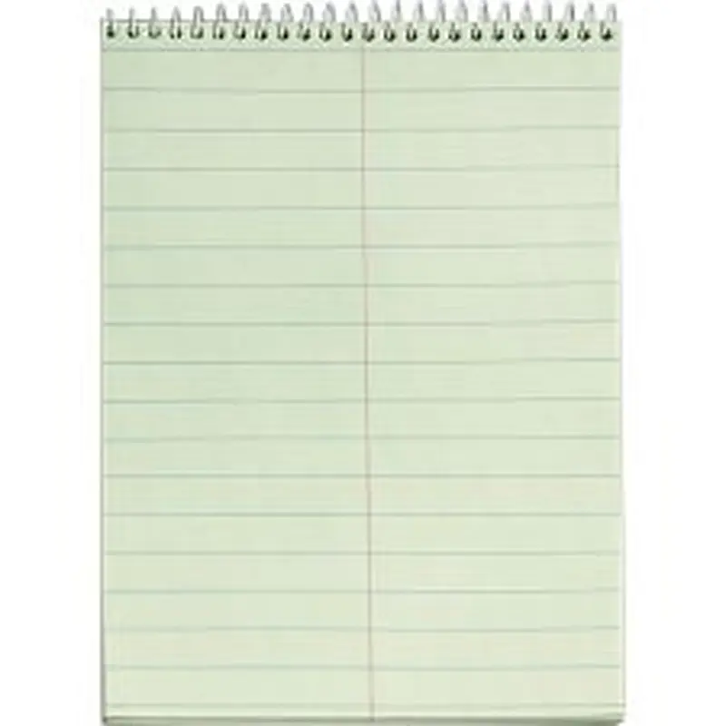 TOPS Green Tint Steno Books - 60 Sheets - Wire Bound - Ruled - 6" x 9" - Green Paper - Hardboard Cover - WireLock - 12 / Pack