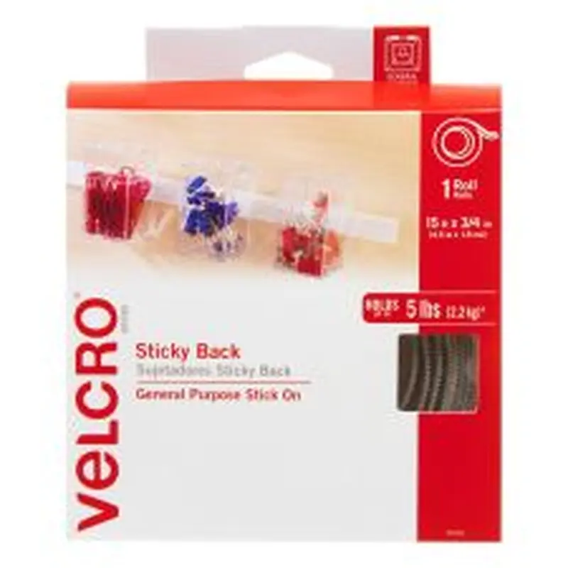 VELCRO Brand STICKY BACK Fasteners, 3/4" x 15', White