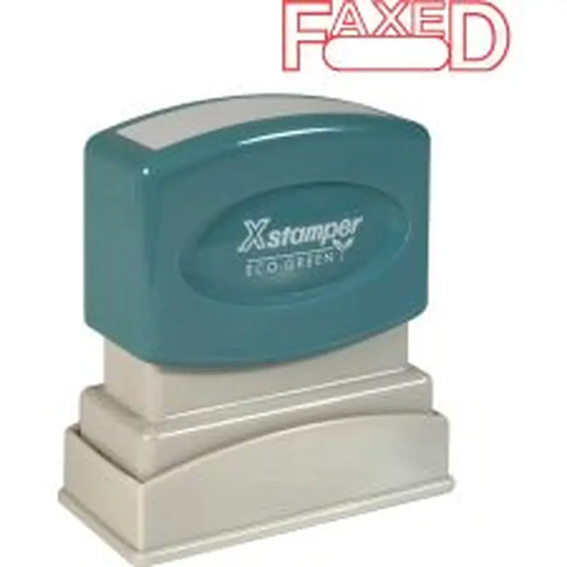 Xstamper One-Color Title Stamp, Pre-Inked, "Faxed", Red