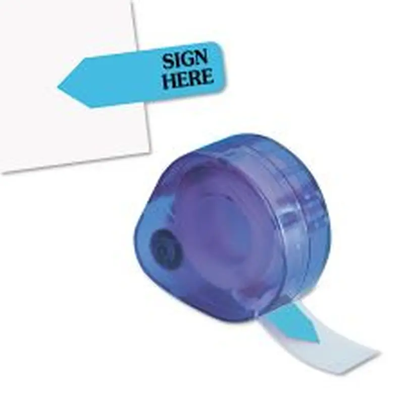 Redi-Tag Arrow Message Page Flags in Dispenser, "Sign Here", Blue, 120 Flags/Dispenser