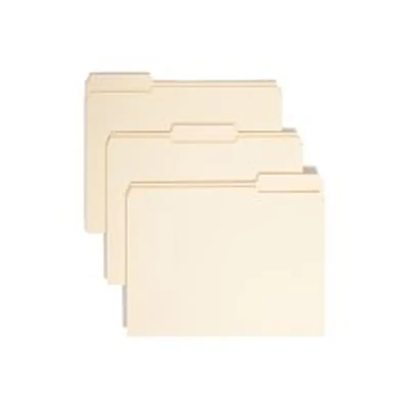 Smead Reinforced Tab File Folders, Letter Size, 1/3 Cut, Manila, Box Of 100 (10334)