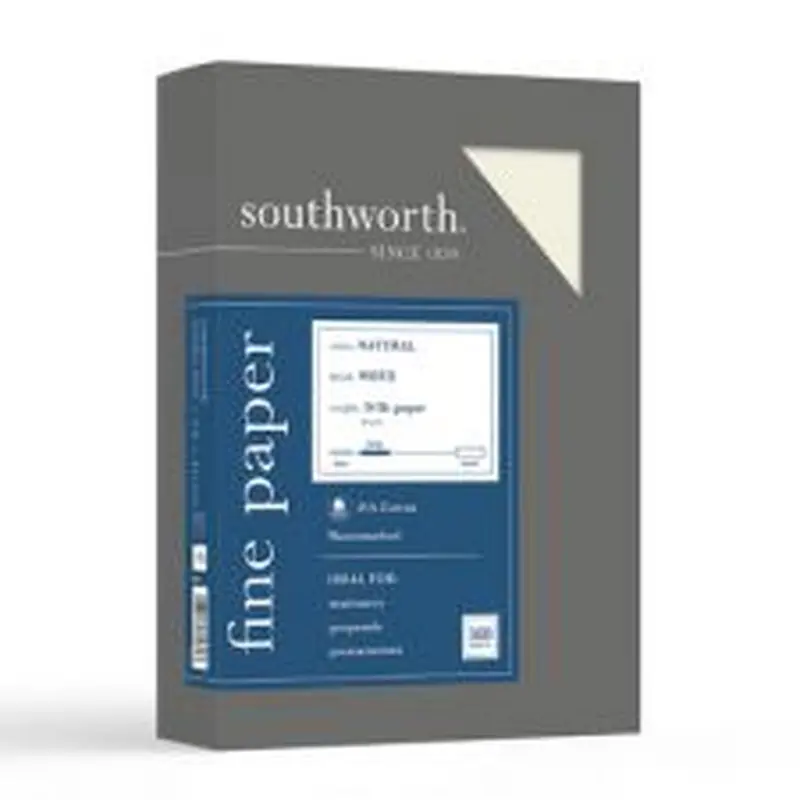 Southworth 25% Cotton Business Paper, 8 1/2" x 11", 24 Lb, Natural, Box Of 500