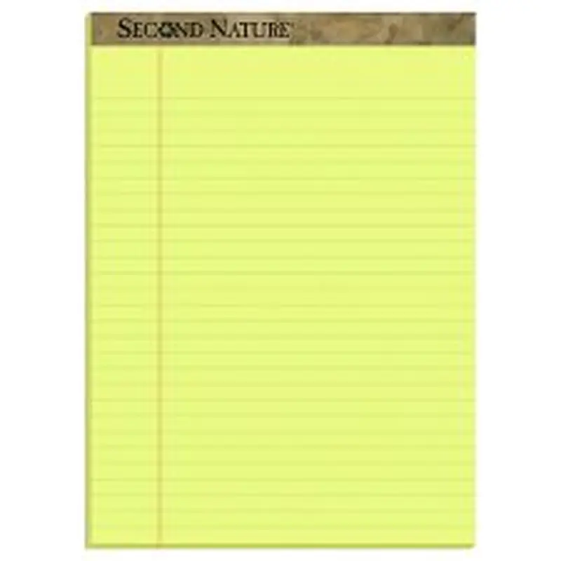 TOPS Second Nature Recycled Ruled Pads, Wide/Legal Rule, 50 Canary-Yellow 8.5 x 11.75 Sheets, Dozen