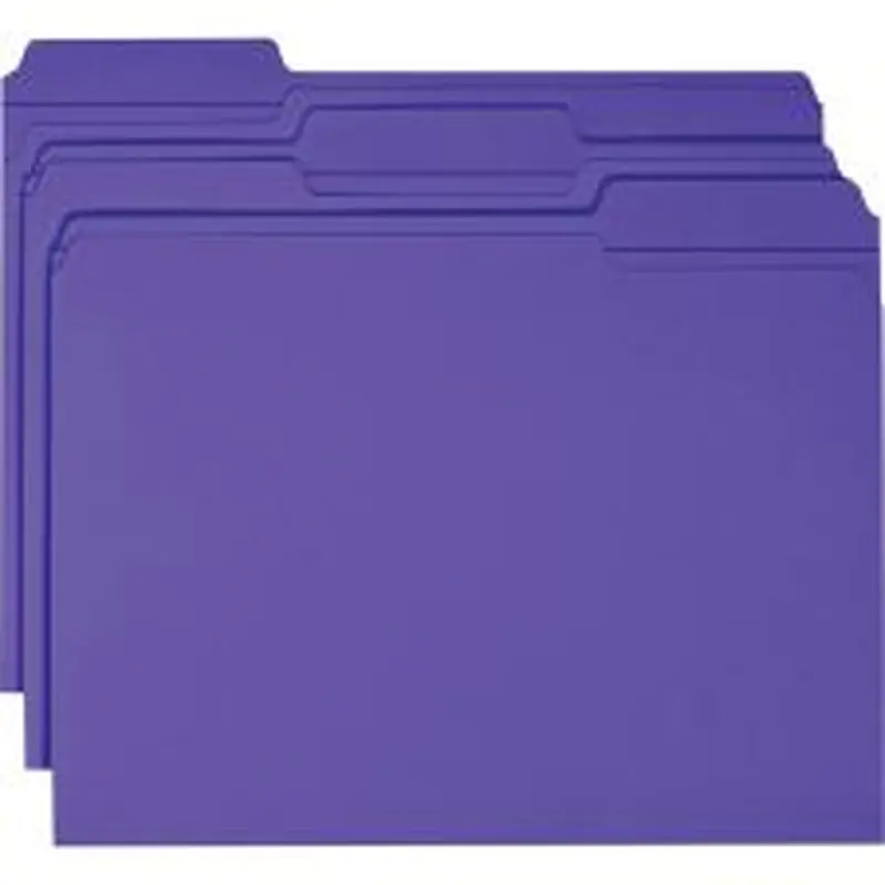 Smead 1/3-Cut 2-Ply Color File Folders, Letter Size, Purple, Box Of 100