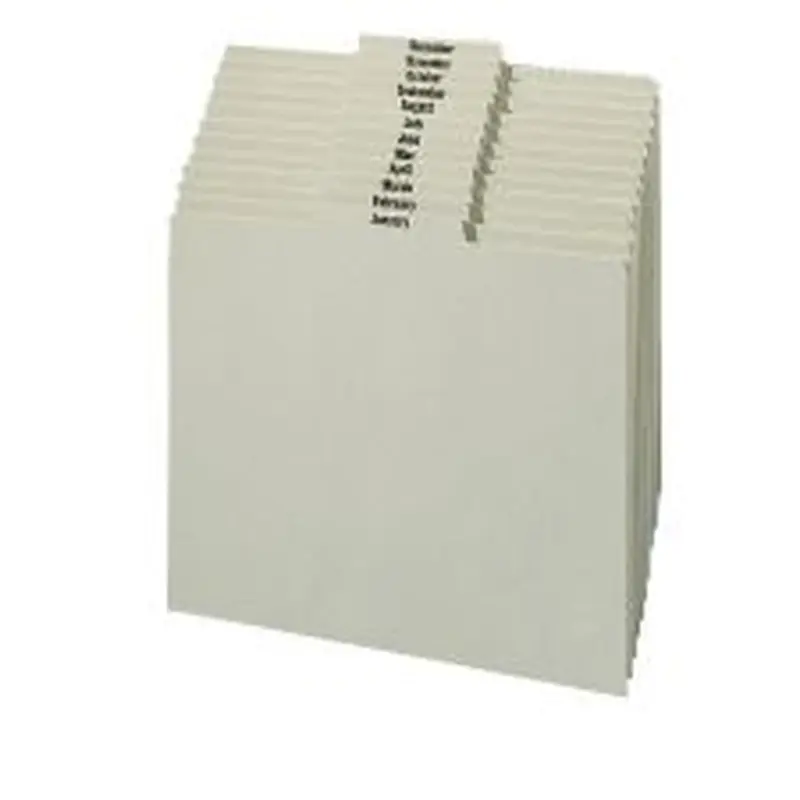 Smead Preprinted Pressboard Monthly File Guides, Letter Size (8-1/2" x 11"), 100% Recycled, Green, Set Of 12