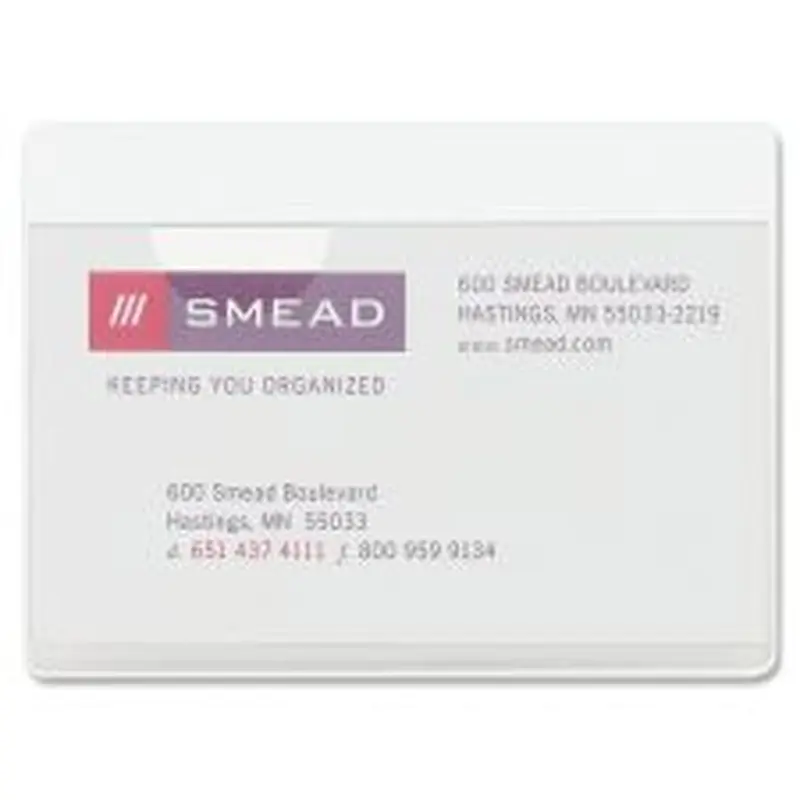 Smead Self-Adhesive Poly Pockets, 3" x 4-1/16", Clear, Business Card Size, Box Of 100