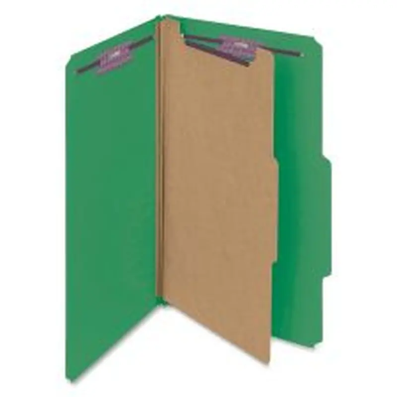 Smead Classification Folders, With SafeSHIELD Coated Fasteners, 1 Divider, 2" Expansion, Legal Size, 50% Recycled, Green, Box Of 10